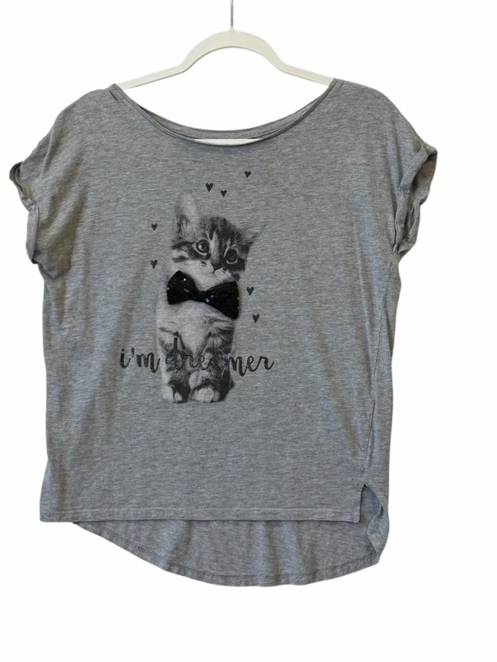 Gray Cat Graphic Tee for‎ Cats - Bow Accent